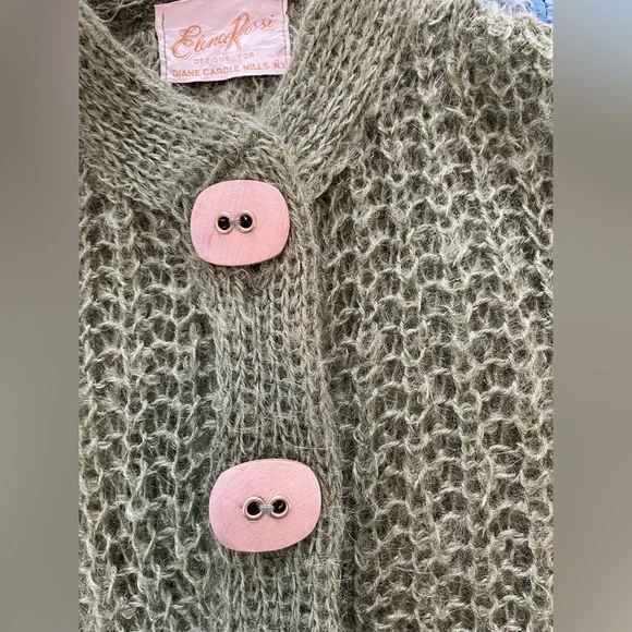 Elena Rossi Designs for Diane Carole Mills NY Vintage Green Cardigan Size Medium - Picture 3 of 11